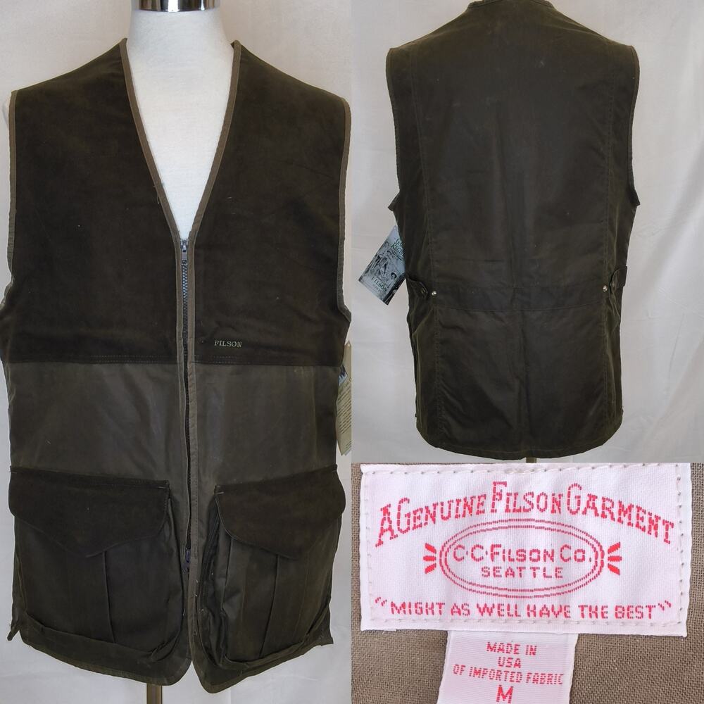 Filson Oil Finish Cover Cloth Shooting Vest Men's M Olive NWT #W5729